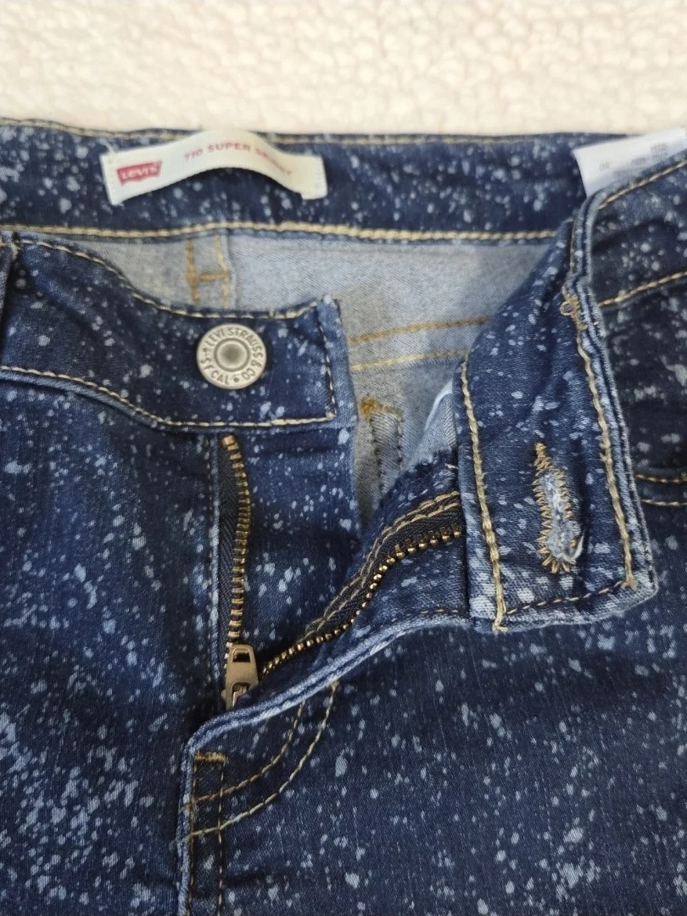 Levis 710 Girls Jeans Super Skinny Spotted Stretchy Adjustable Waist Flecked